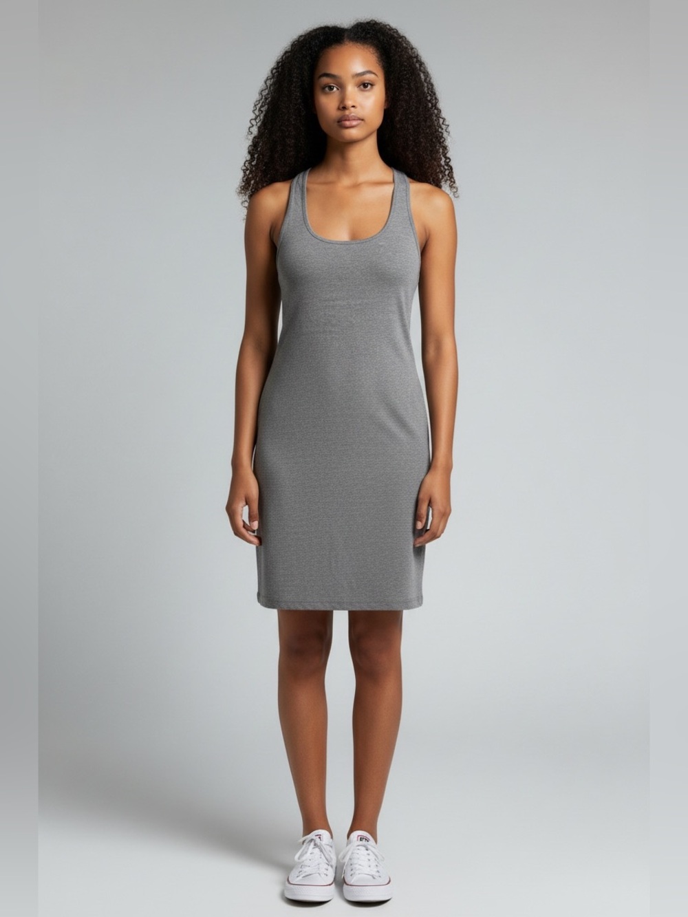 La Vie En Rose Heather Gray Racerback Tank Dress M/L